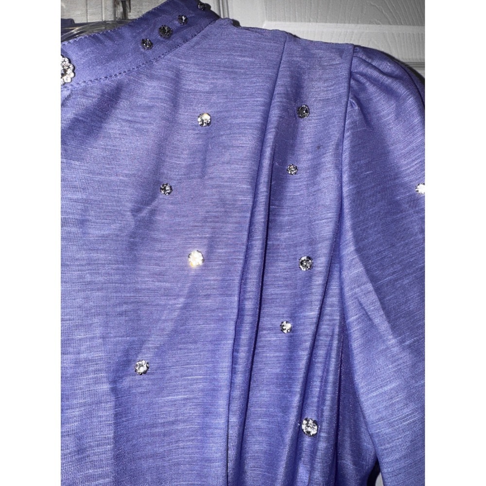 Bella Barnett Purple Embellished Button Down Long Sleeve NWT Belted Dress Size L - Picture 8 of 9